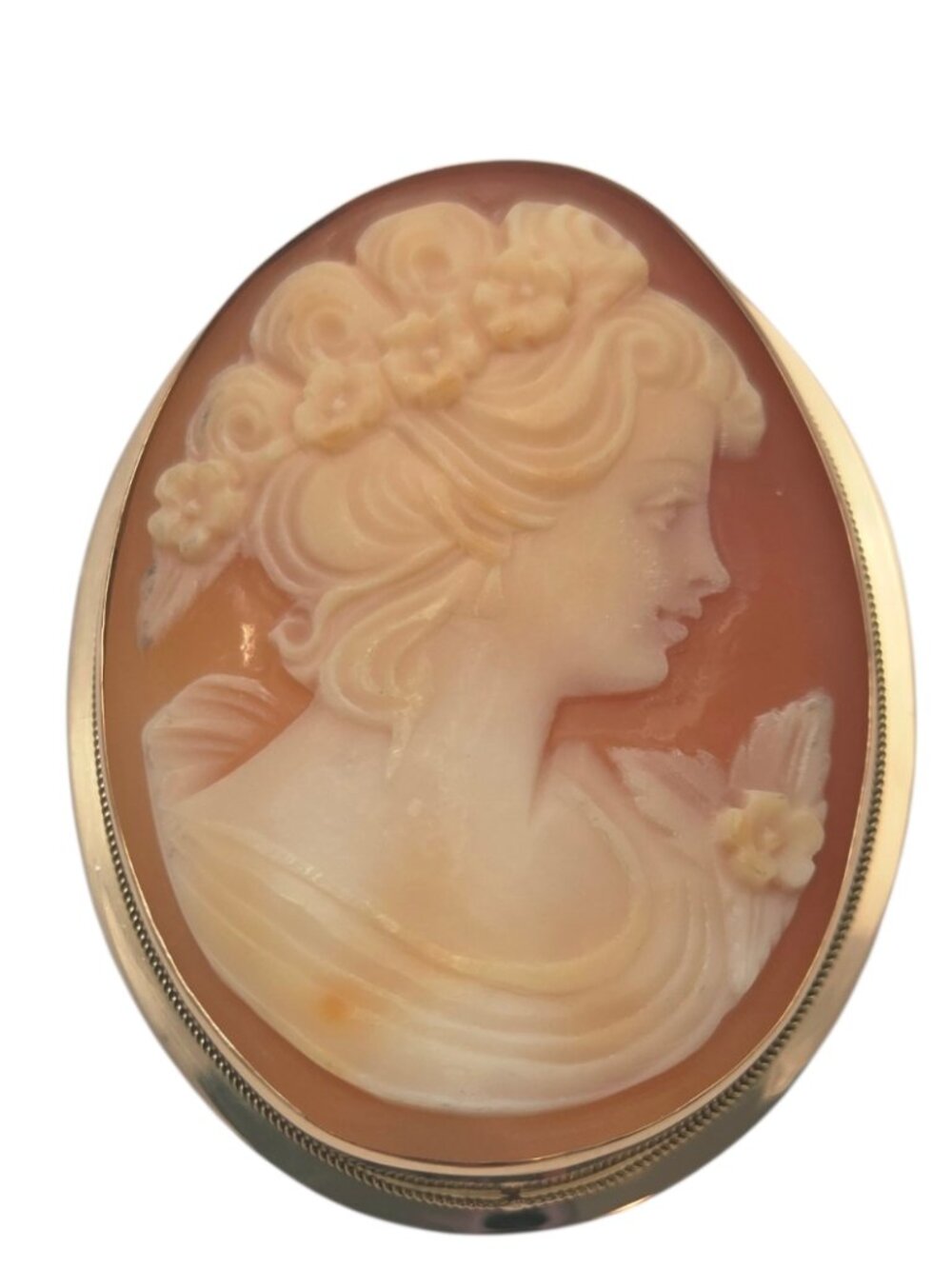 14K Yellow Gold Cameo Brooch/Pendant #25159